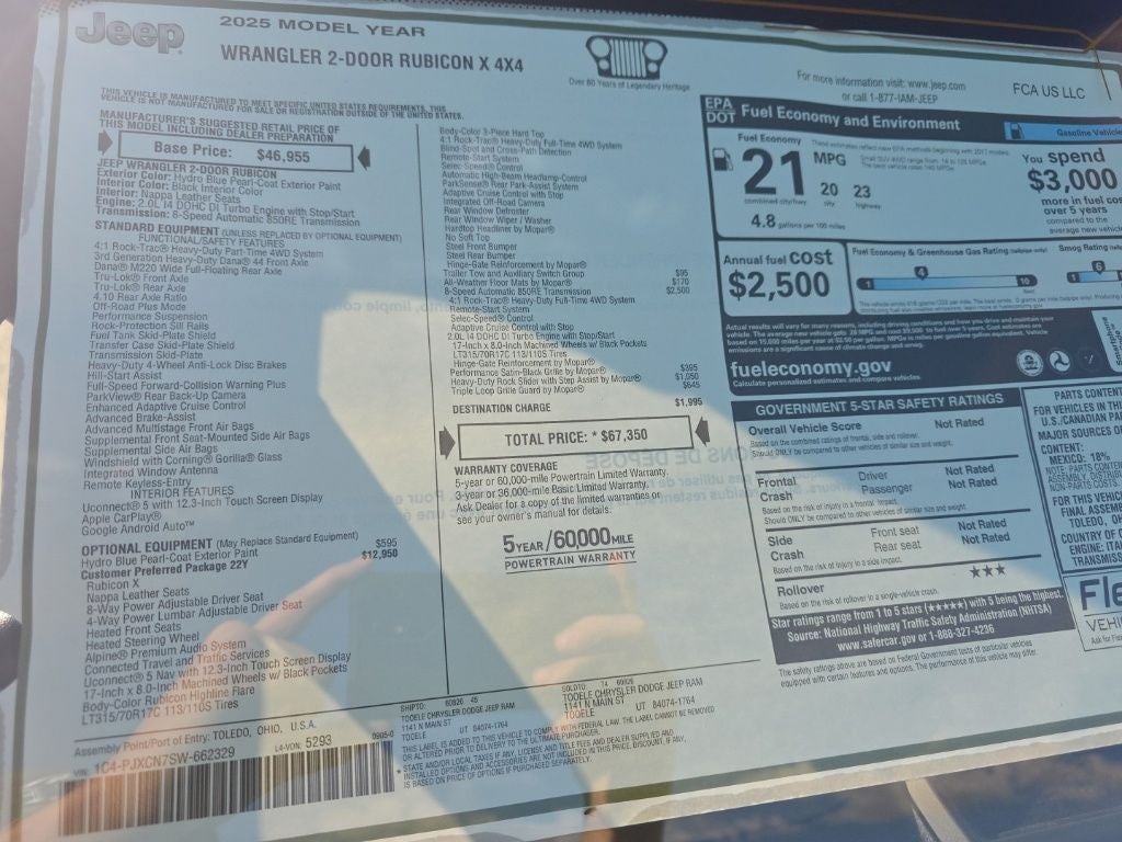 2025 Jeep Wrangler WRANGLER 2-DOOR RUBICON X