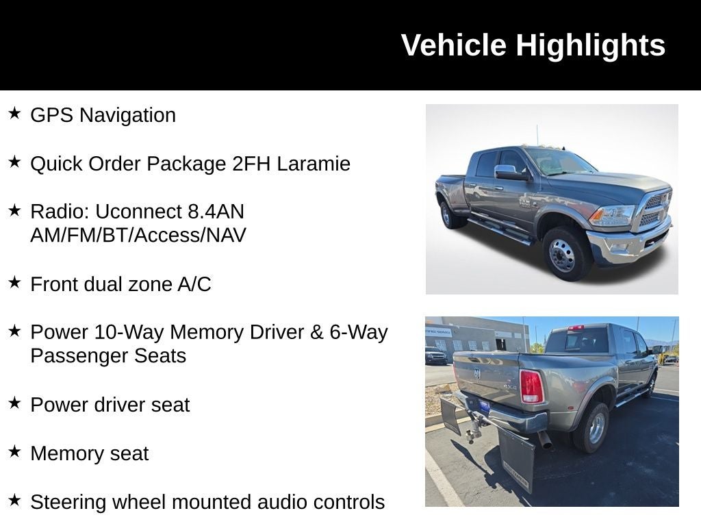 2013 RAM 3500 Laramie + Moonroof + Quick Order Package 2FH